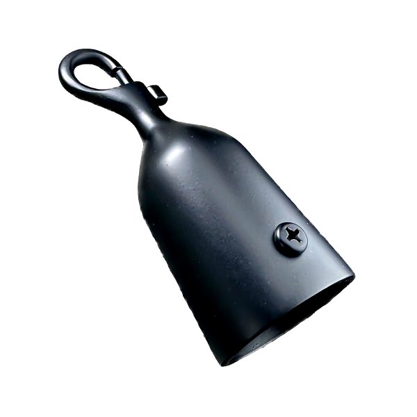 Närbild av pistolhaken och fästskruven som visar dess robusta konstruktion och hur repet monteras för en säker infästning.