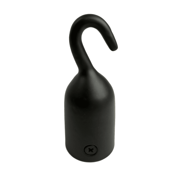 Ändbeslag m. krok, mattsvart, 38mm