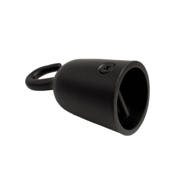 Ändbeslag m. krok, mattsvart, 38mm