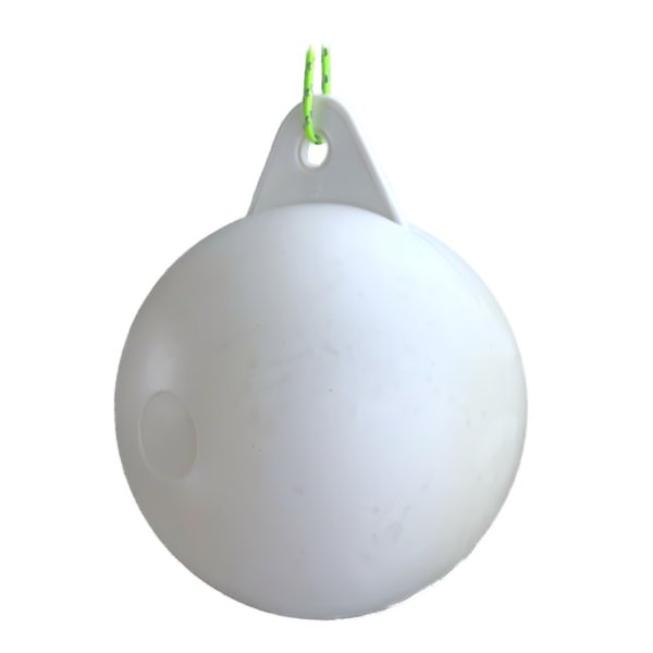 Närbild av garnblåsans håldiameter och slagtåliga yta, visar den robusta plastkonstruktionen och hållbarheten för förtöjning av 